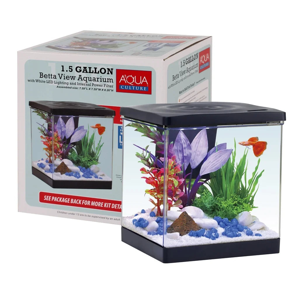 5 Gallon Plastic Aquarium Tank with Internal Filter and LED Light for Fish