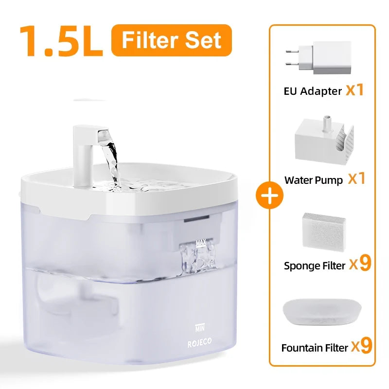 ROJECO Smart Cat Water Fountain Automatic Pet Dispenser with Filters