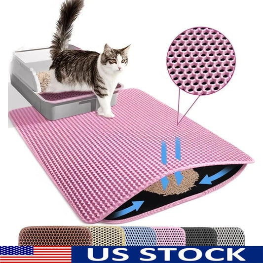 Large Cat Litter Mat Double Layer Honeycomb Non Slip Waterproof Easy Clean