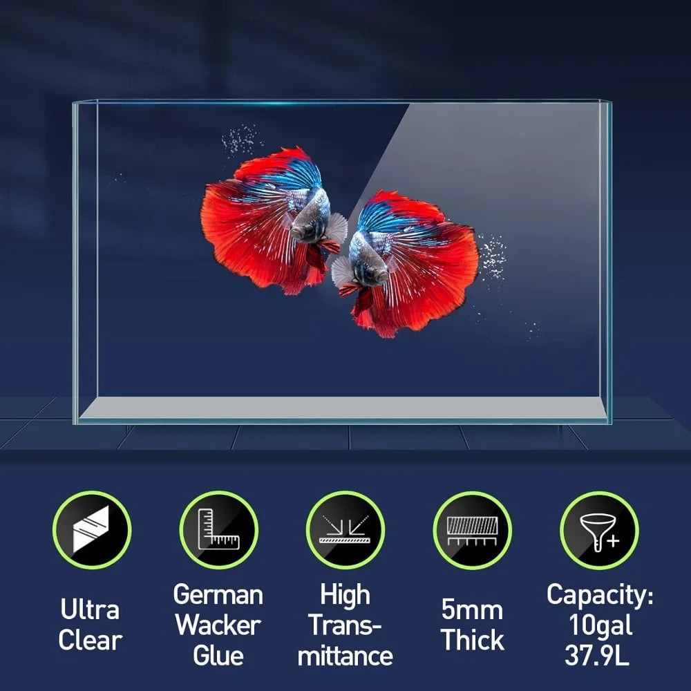 10 Gallon Ultra Clear Rimless Glass Betta Aquarium Tank