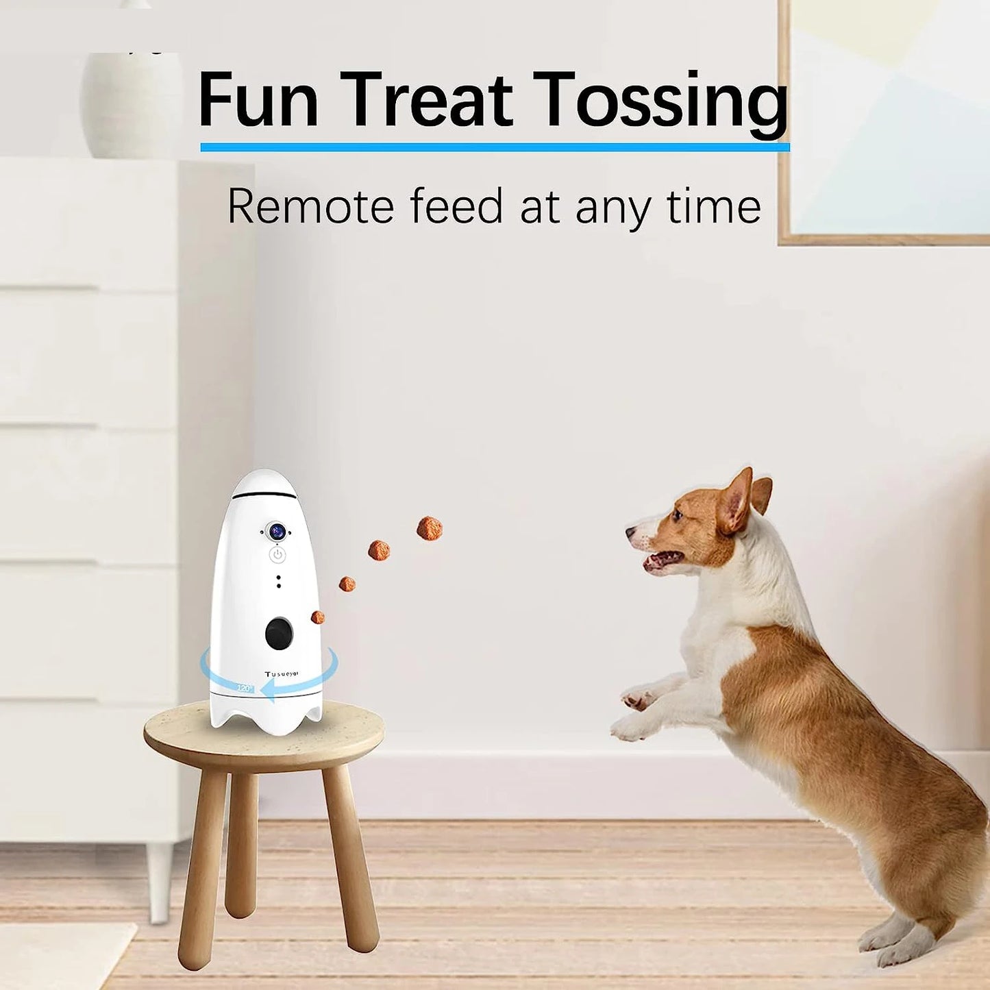 Pet Camera with Treat Dispenser 1080p 180 Degree View Two Way Audio