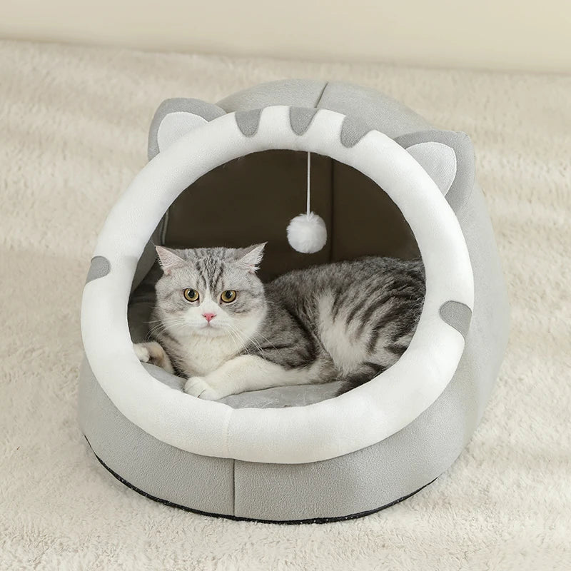 Cozy Cotton Cat Bed Tent Warm Pet Cave for Kittens and Small Dogs