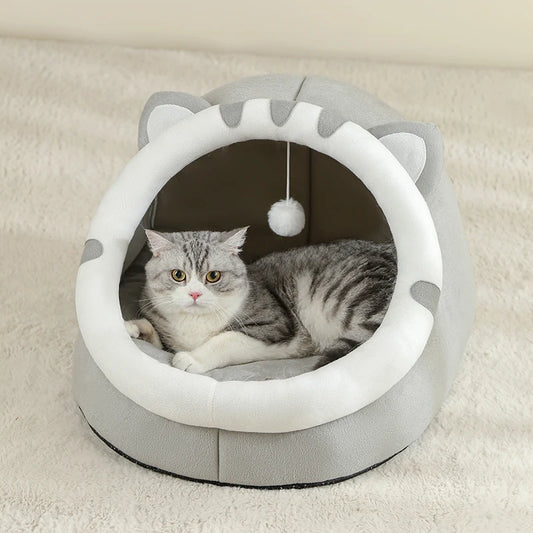Cozy Cotton Cat Bed Tent Warm Pet Cave for Kittens and Small Dogs