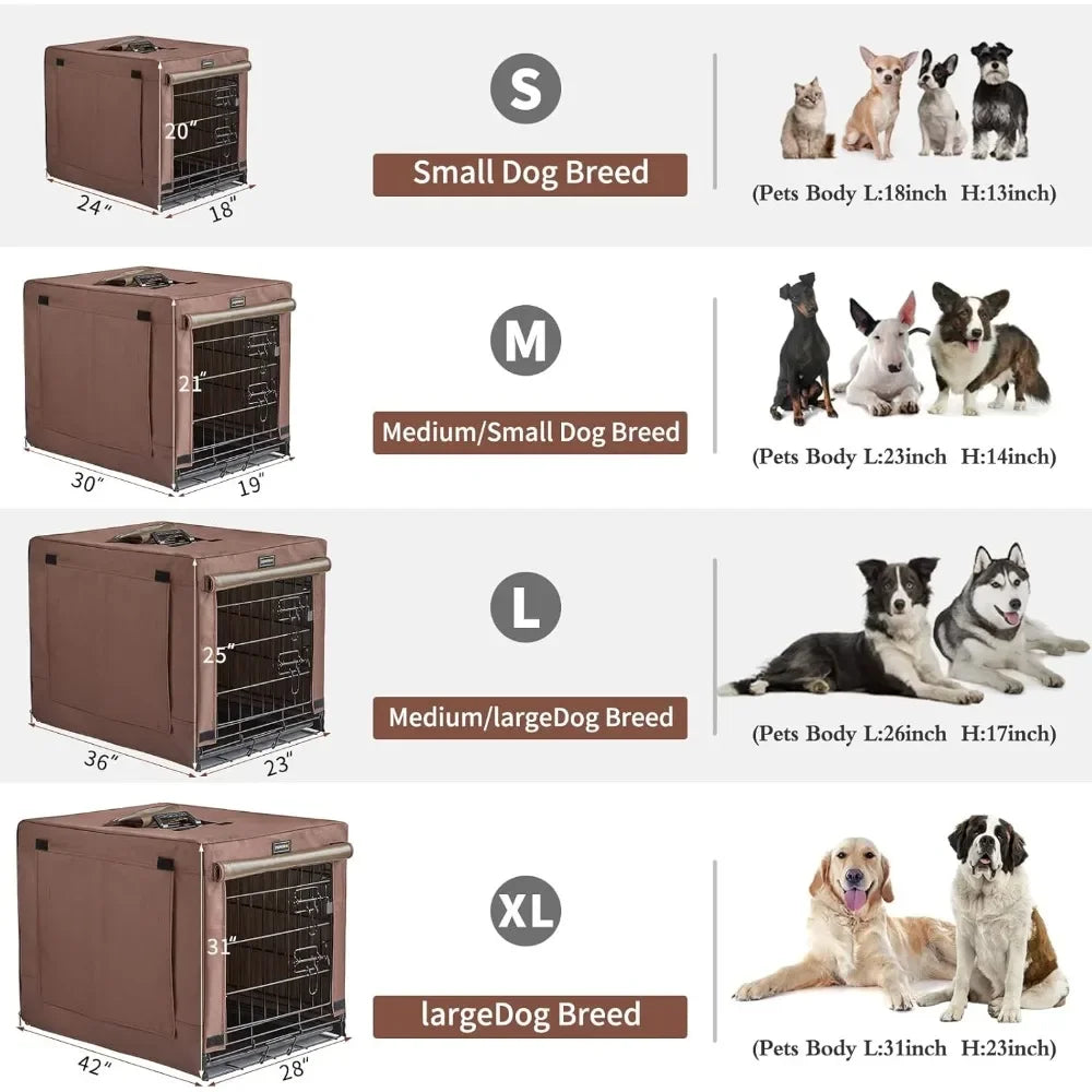 Dog Crates Kit for Small Dogs with Cover Double Door Kennels and Houses
