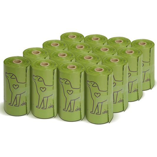 Dog Poop Bag Set with Dispenser and Leash Clip for All Dog Sizes
