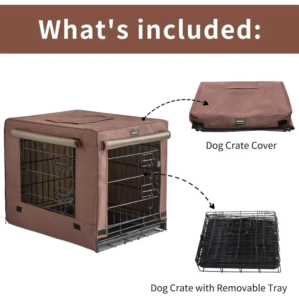 Dog Crates Kit for Small Dogs with Cover Double Door Kennels and Houses