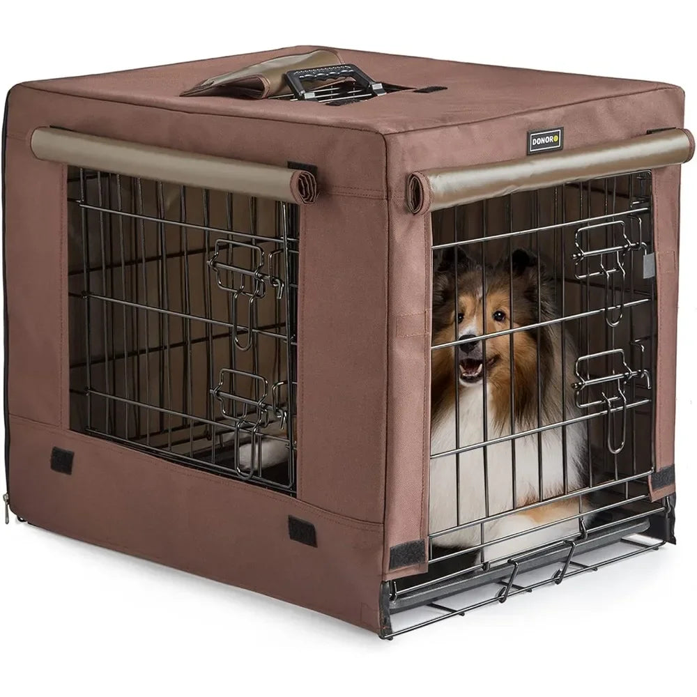Dog Crates Kit for Small Dogs with Cover Double Door Kennels and Houses