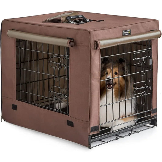 Dog Crates Kit for Small Dogs with Cover Double Door Kennels and Houses