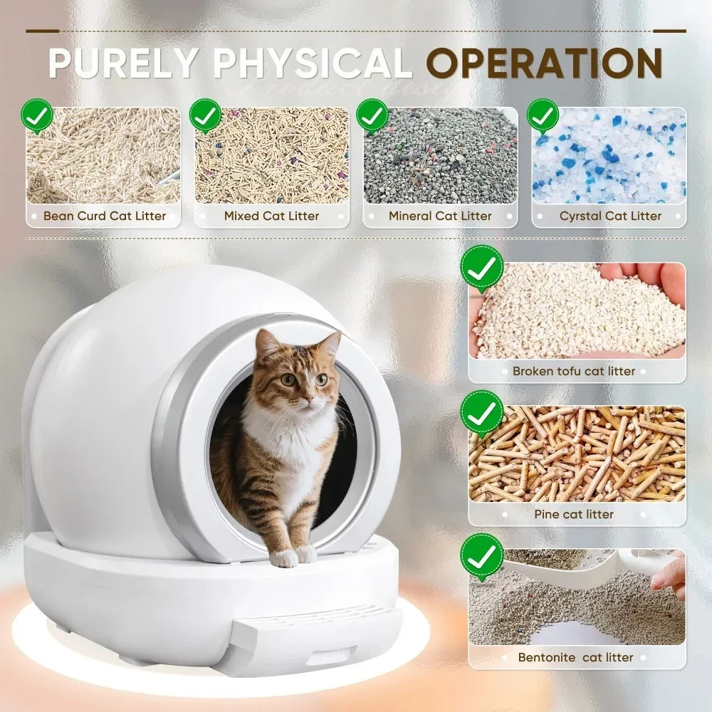 Modern Automatic Self-Cleaning Cat Litter Box with APP Control White