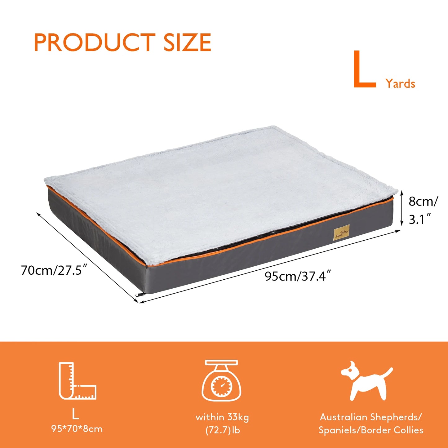 Large Orthopedic Dog Bed with Washable Cover and Padded Foam Cushion