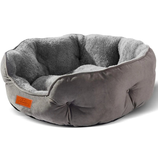 Cozy Grey Pet Bed for Small and Large Pets Soft Washable Non-Slip Base