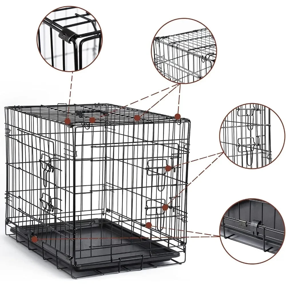 Dog Crates Kit for Small Dogs with Cover Double Door Kennels and Houses