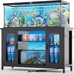 Reptile and Fish Tank Stand with LED Light and Power Outlets