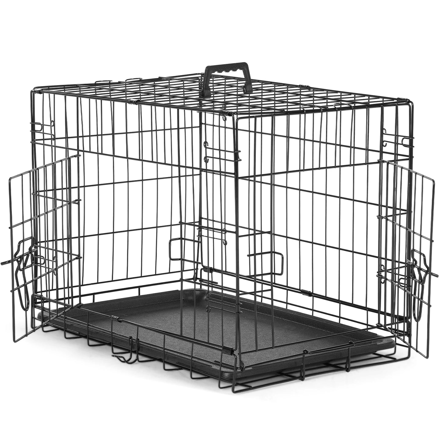 JHK Extra Large Double Door Folding Metal Dog Cage with Leak-Proof Tray