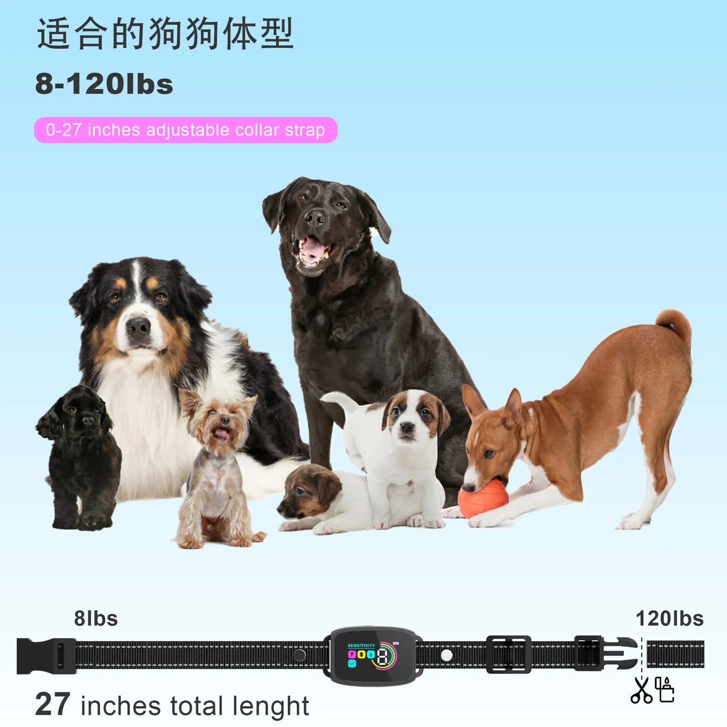 Anti Bark Training Collar Waterproof Vibrator for Dogs with LCD Display