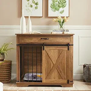 72.5 Inch Double Dog Crate Furniture for Two Medium Dogs with Room Divider