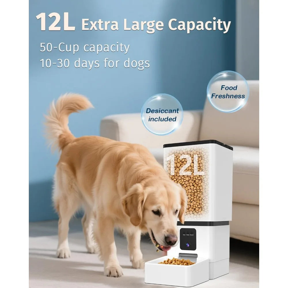 Automatic Dog Feeder with Camera 12L WiFi App Control and Night Vision