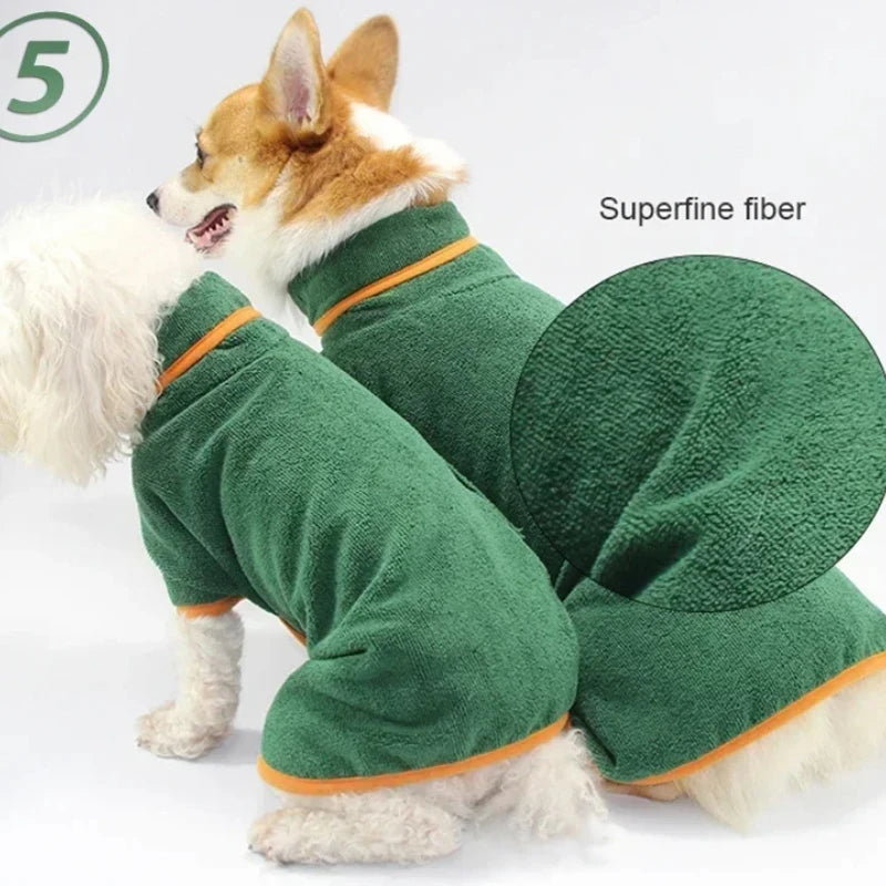 Pet Bathrobe Fast Drying Microfiber Towel Adjustable Coat for Dogs