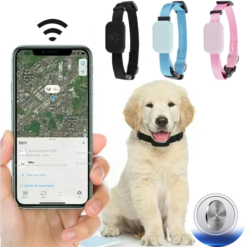 Pet Bluetooth GPS Tracker Mini Collar for Dogs and Cats Anti Lost Global Locator