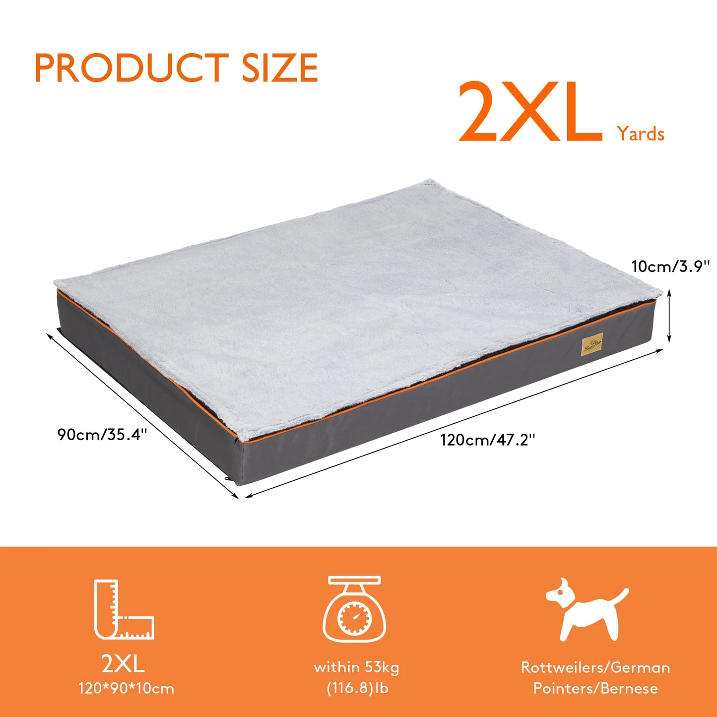 Large Orthopedic Dog Bed with Washable Cover and Padded Foam Cushion