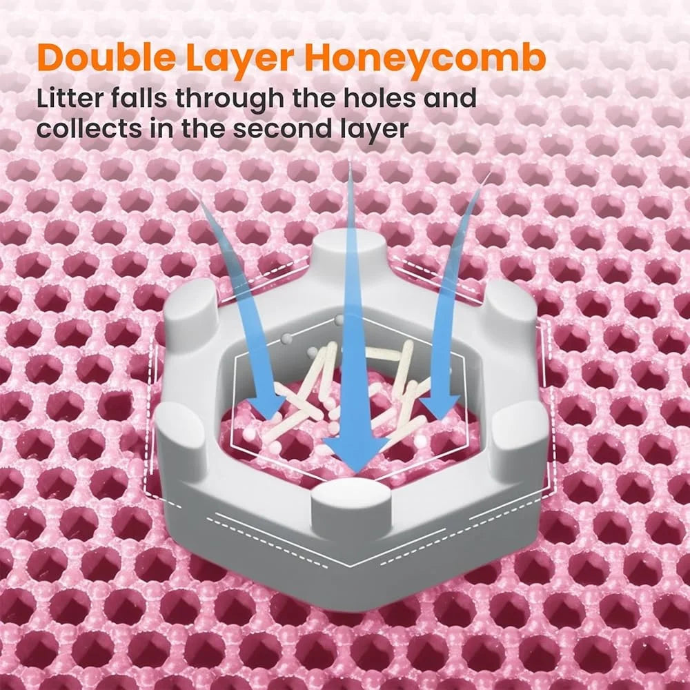 Large Cat Litter Mat Double Layer Honeycomb Non Slip Waterproof Easy Clean