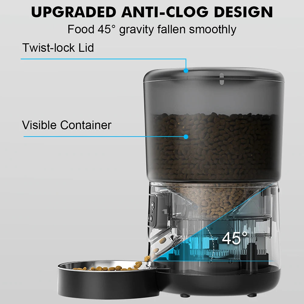 NPET 4L Automatic Smart Pet Feeder for Cats and Dogs with Stainless Steel Bowl