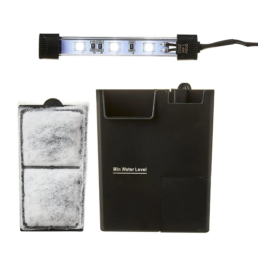 5 Gallon Plastic Aquarium Tank with Internal Filter and LED Light for Fish