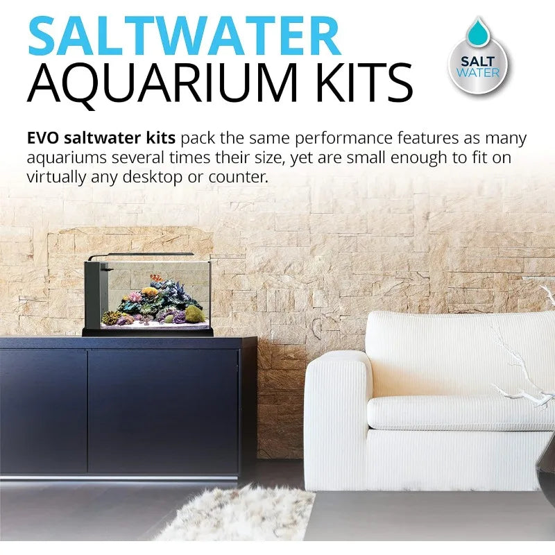Fluval Sea Evo V 5 Gallon Saltwater Fish Tank Aquarium Kit in Black