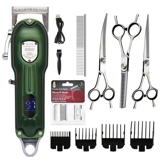 Professional Dog Hair Clipper Rechargeable Pet Trimmer Low Noise Grooming Tool