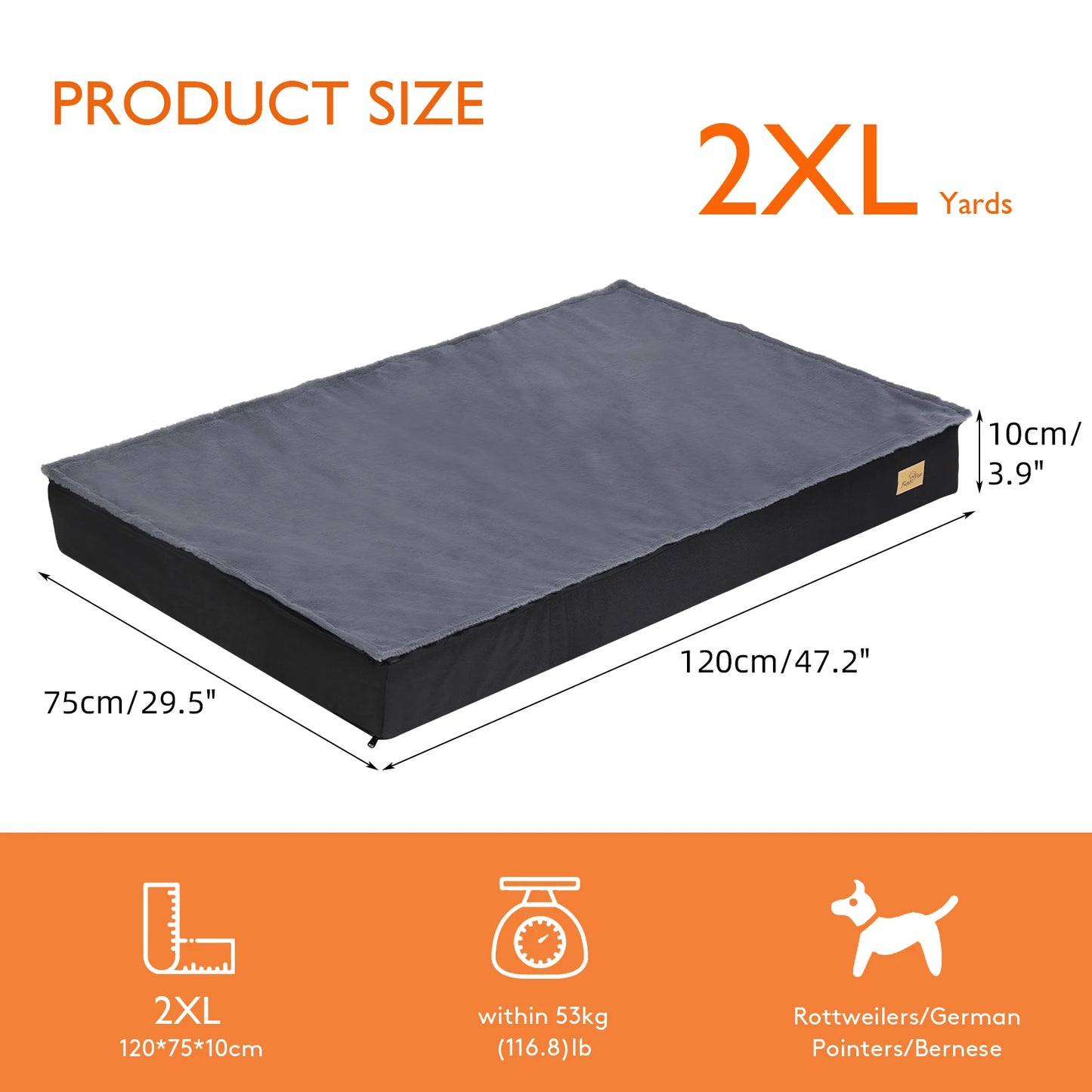 Washable Orthopedic Dog Bed for Large Dogs Comfortable Sponge Foam Crate Bedding