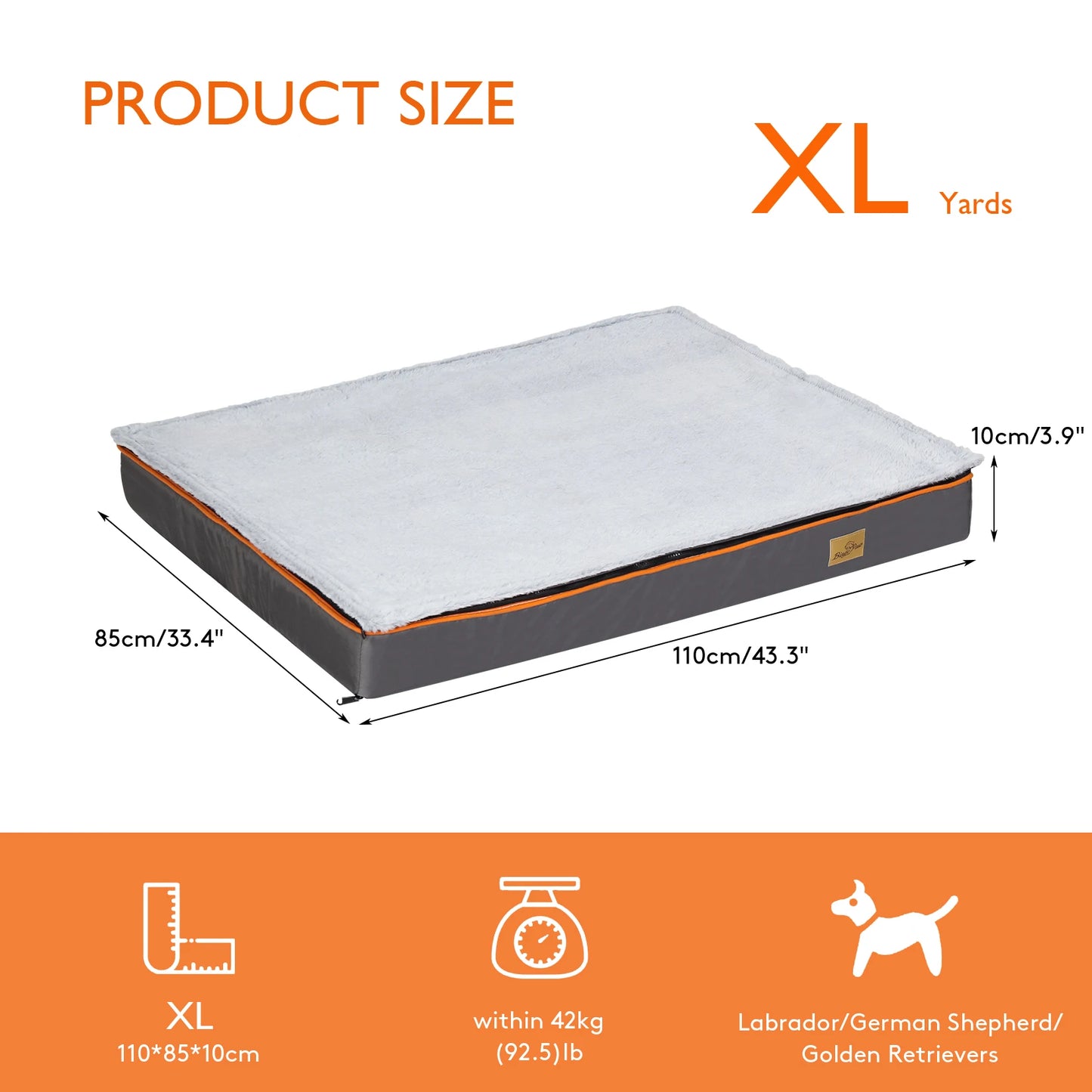 Large Orthopedic Dog Bed with Washable Cover and Padded Foam Cushion