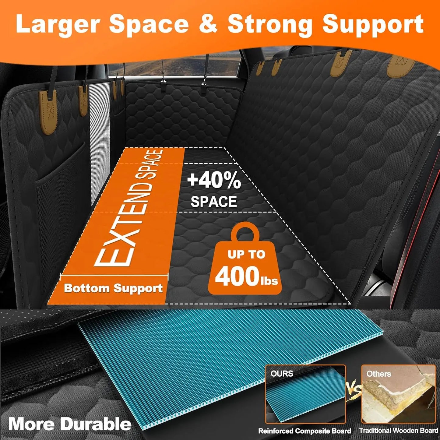 Waterproof Foldable Dog Car Seat Hammock Rear Seat Protector for Pet Travel