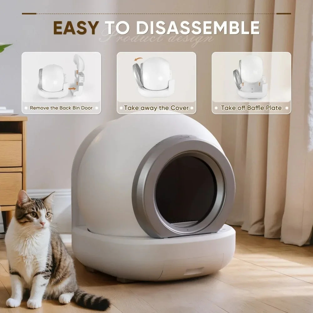 Modern Automatic Self-Cleaning Cat Litter Box with APP Control White