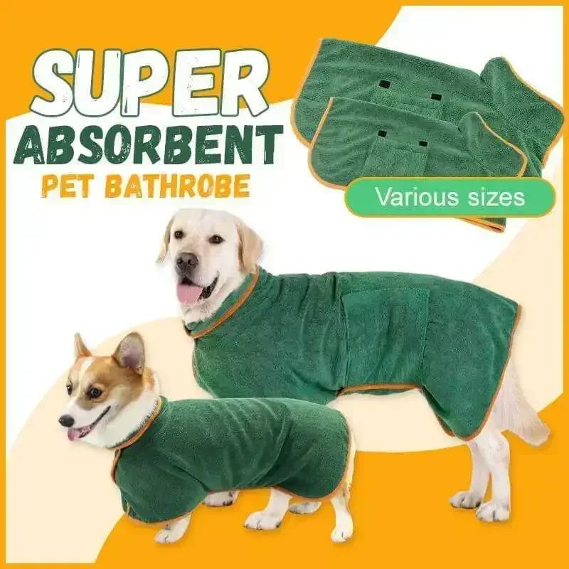 Pet Bathrobe Fast Drying Microfiber Towel Adjustable Coat for Dogs