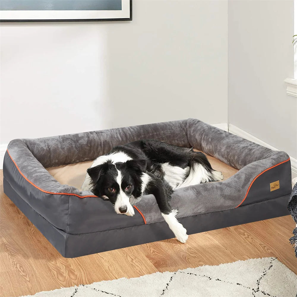 Jumbo Large Orthopedic Dog Bed with Memory Foam Waterproof Removable Cover