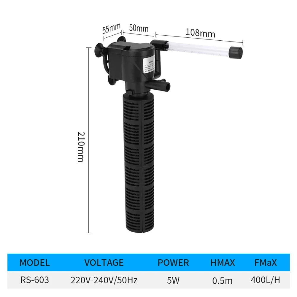3 In 1 Aeration Water Purifier Submersible Aquarium Filter