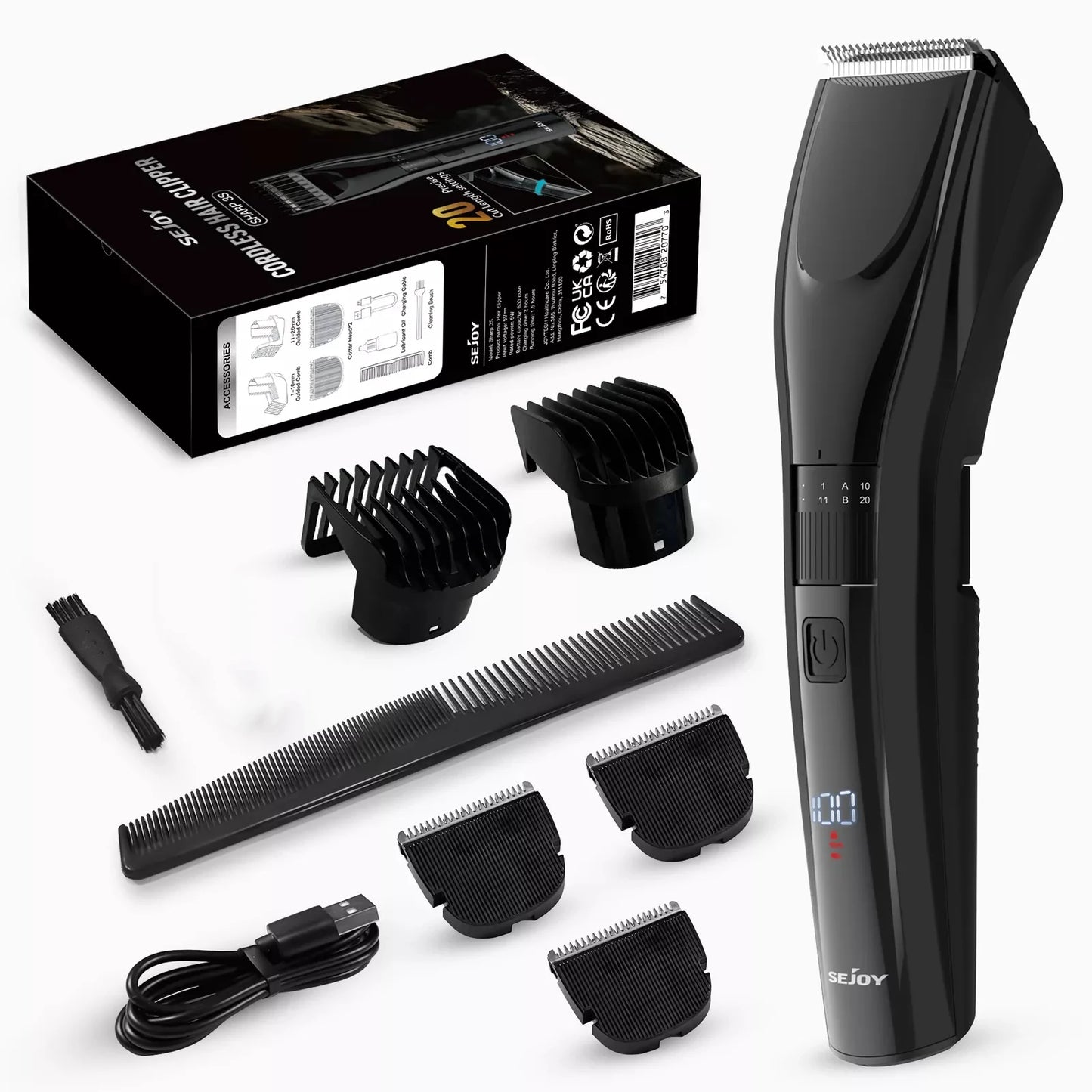 Sejoy Pet Hair Clippers for Dogs and Cats Low Noise Grooming Trimmer