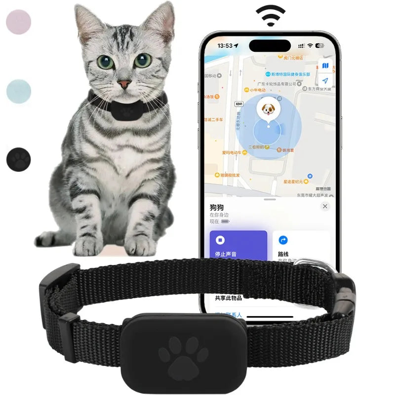 Pet Bluetooth GPS Tracker Mini Collar for Dogs and Cats Anti Lost Global Locator