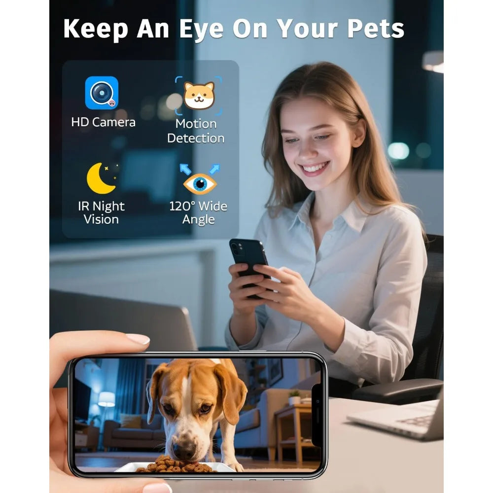 Automatic Dog Feeder with Camera 12L WiFi App Control and Night Vision