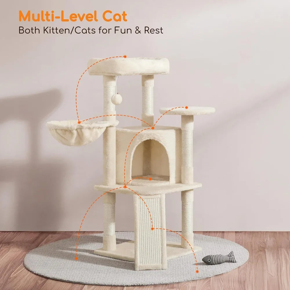 Yaheetech Cat Tree 42in Play Tower For Indoor Cats Condo