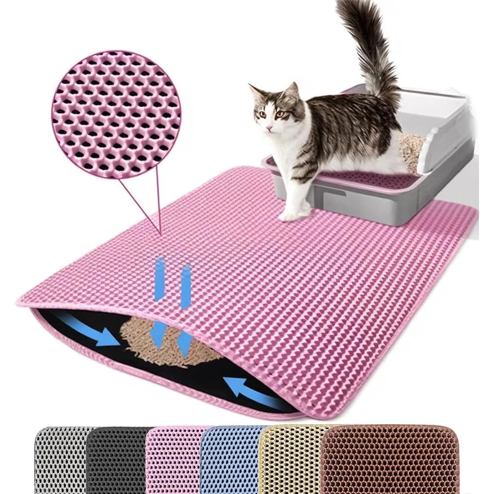 Large Cat Litter Mat Double Layer Honeycomb Non Slip Waterproof Easy Clean