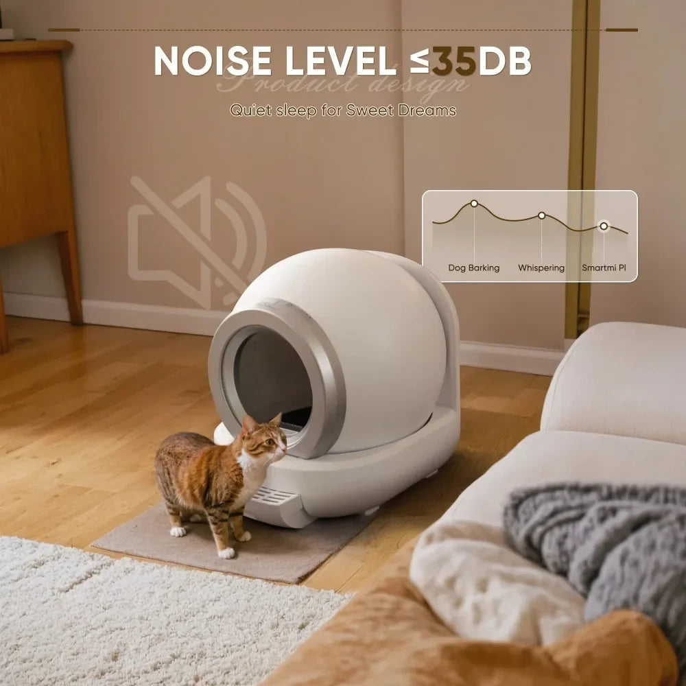 Modern Automatic Self-Cleaning Cat Litter Box with APP Control White