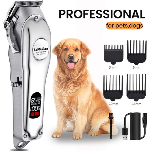 Professional Dog Hair Clipper Rechargeable Pet Trimmer for Grooming and Styling