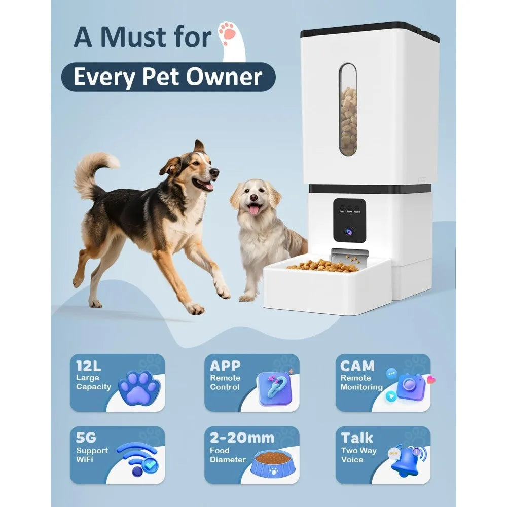 Automatic Dog Feeder with Camera 12L WiFi App Control and Night Vision