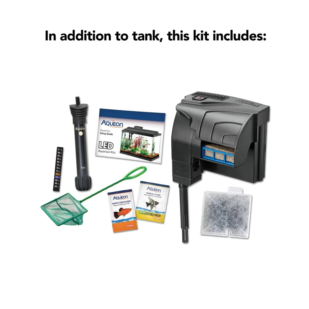 10 Gallon Glass Aquarium Starter Kit With LED Light