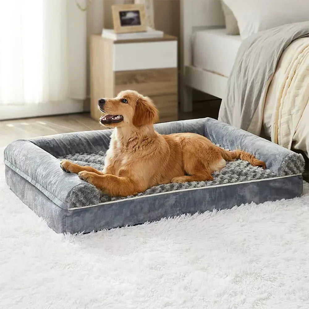 Luxury Memory Foam Dog Bed Waterproof and Washable for Medium Dogs