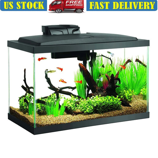 10 Gallon Glass Aquarium Starter Kit With LED Light