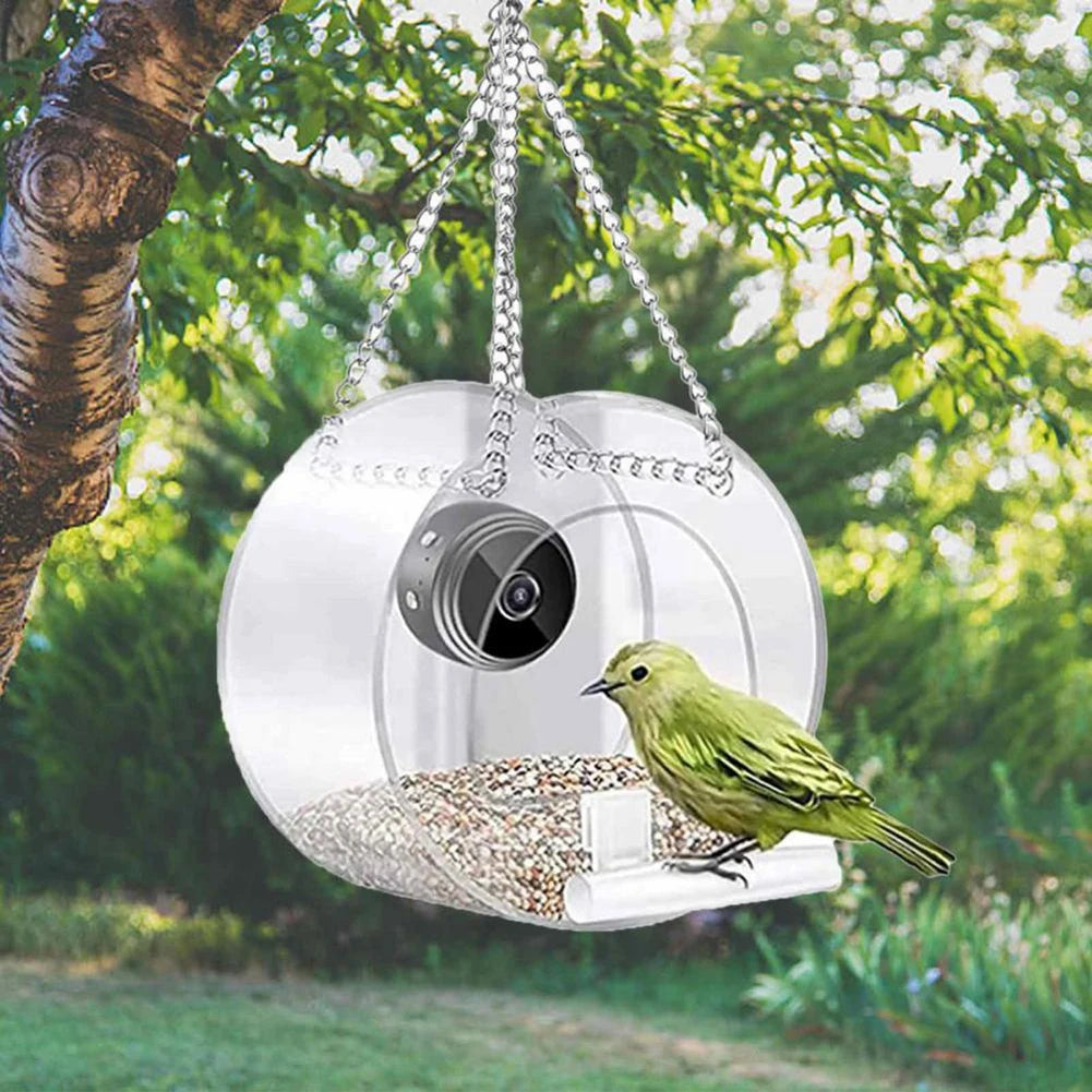 Smart Feeding House Acrylic Bird Feeder with Camera 1080P HD for Outdoor Use