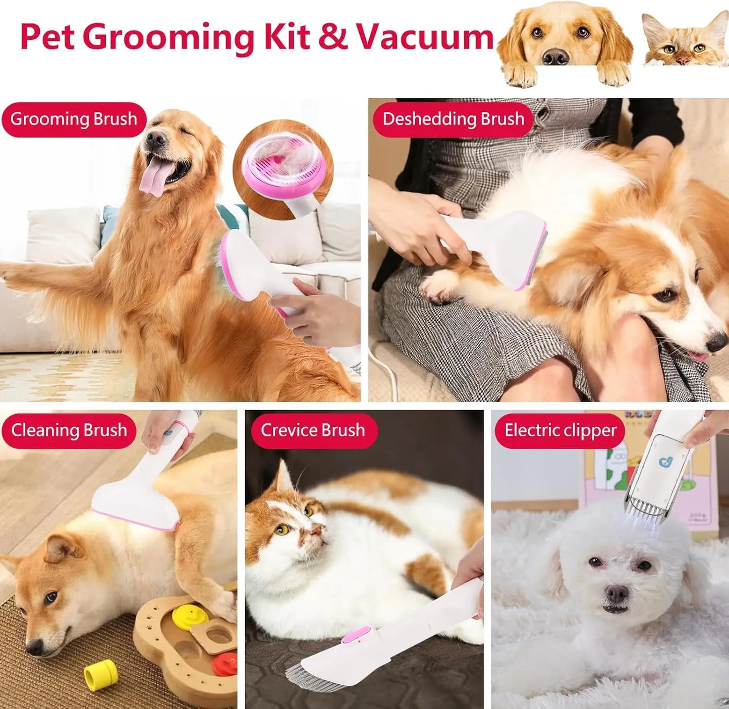 Pet Grooming Vacuum Multi Functional Dog Hair Groomer for Dogs and Cats
