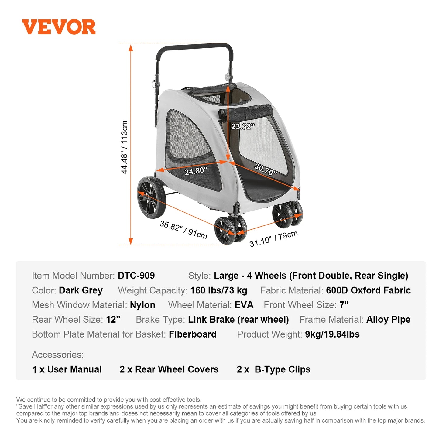 SucceBuy Lightweight Pet Stroller Carrier for Dogs and Cats with Cup Holder